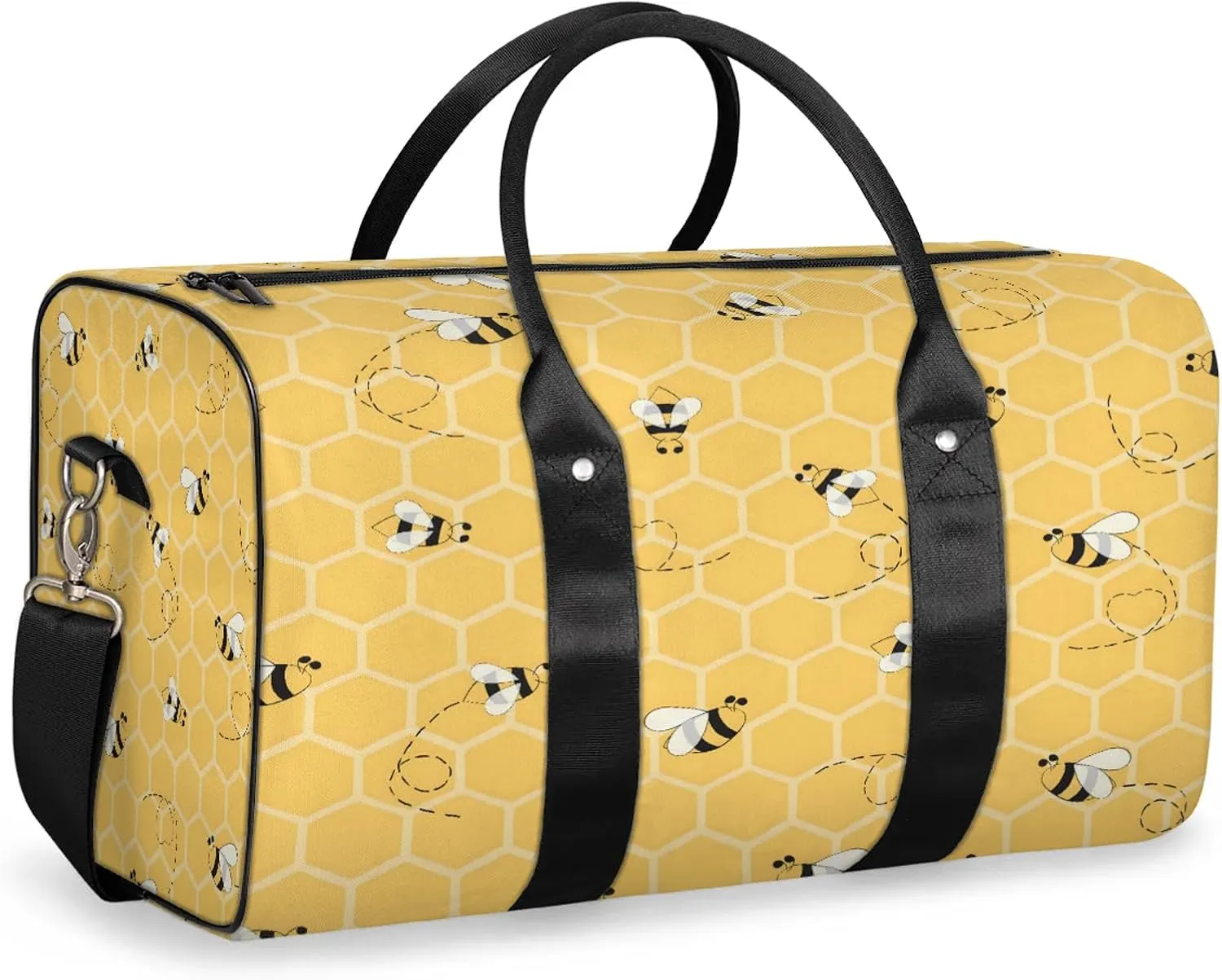 Honey Bee Bumblebee Travel Duffle Bag, Sports Gym Bags for Women Men, Carry On Weekender Overnight Workout Airplane Trips Bag