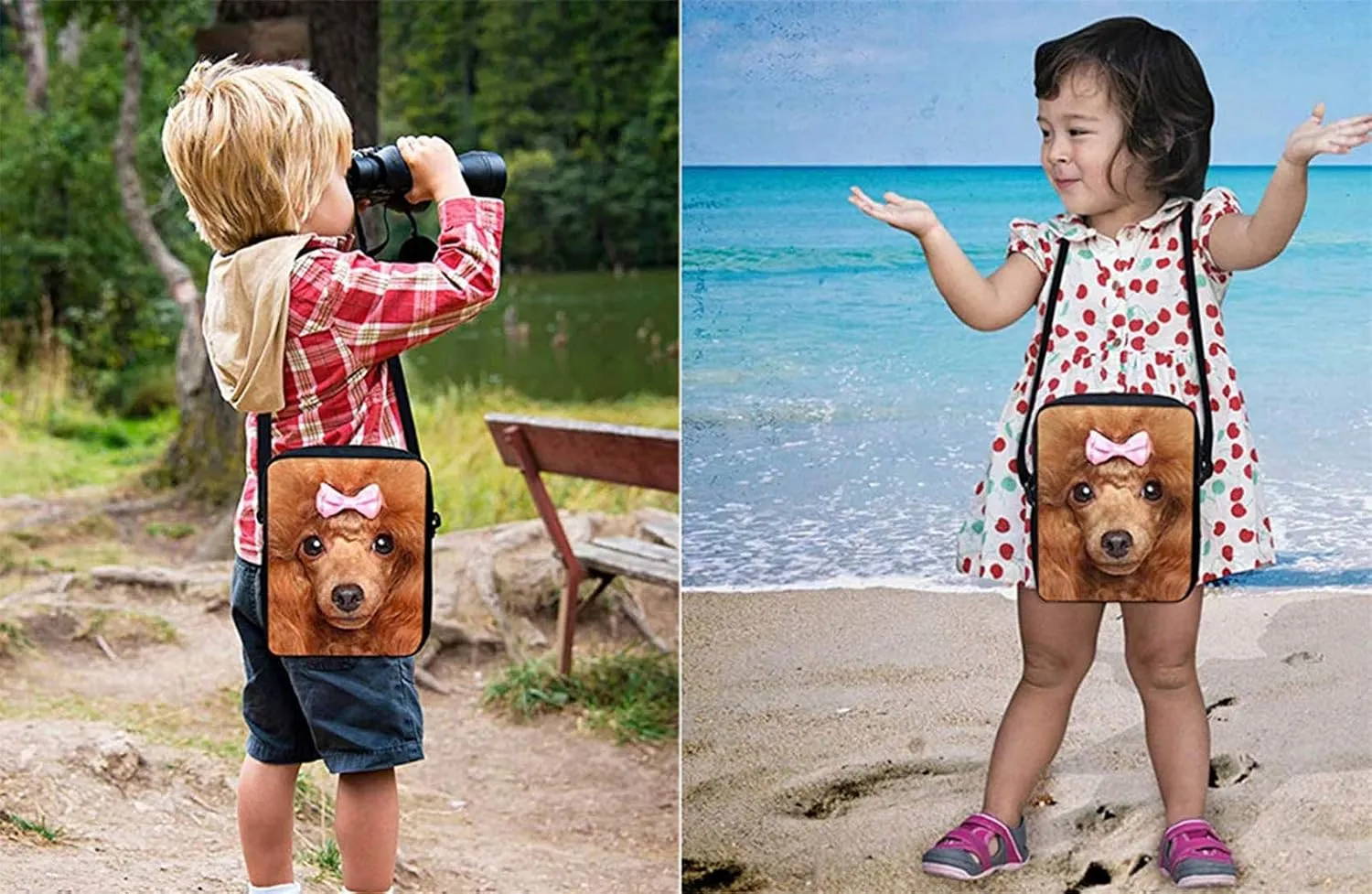 HUGS IDEA Cherry Blossom Panda Print Women's Small Messenger Bags Little Boys School Bag Casual Mini Crossbody Handbag Cell Phone Purse