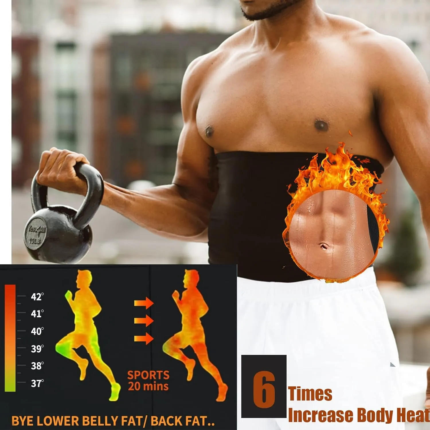 huiming Waist Trimmer for Men Sauna Belt, Neoprene-Free Waist Cincher, Sauna Slimming Belt Sauna Sweat Workout Shaper