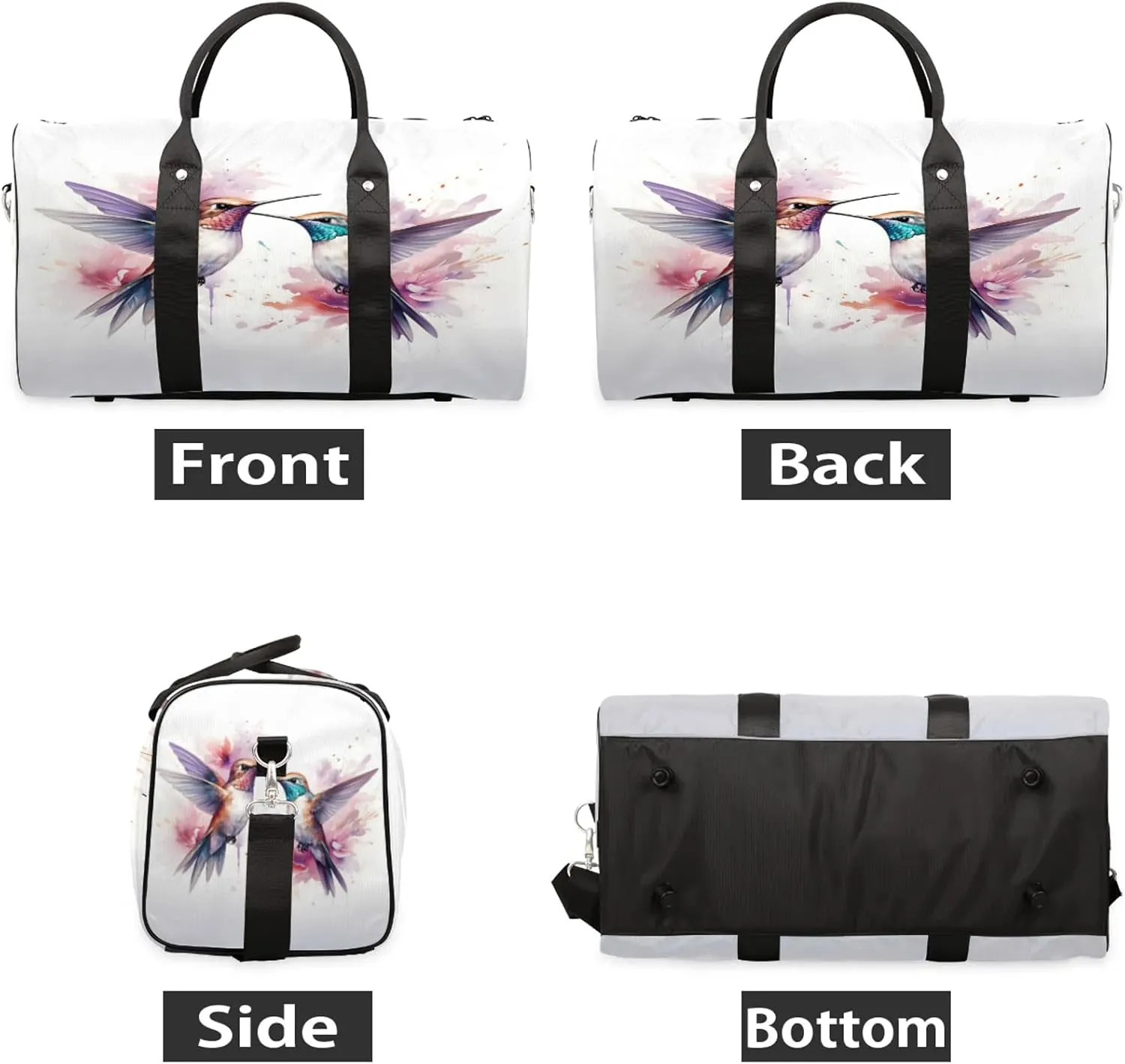 Hummingbird Travel Duffle Bag, Sports Gym Bags for Women Men, Carry On Weekender Overnight Workout Airplane Trips Bag