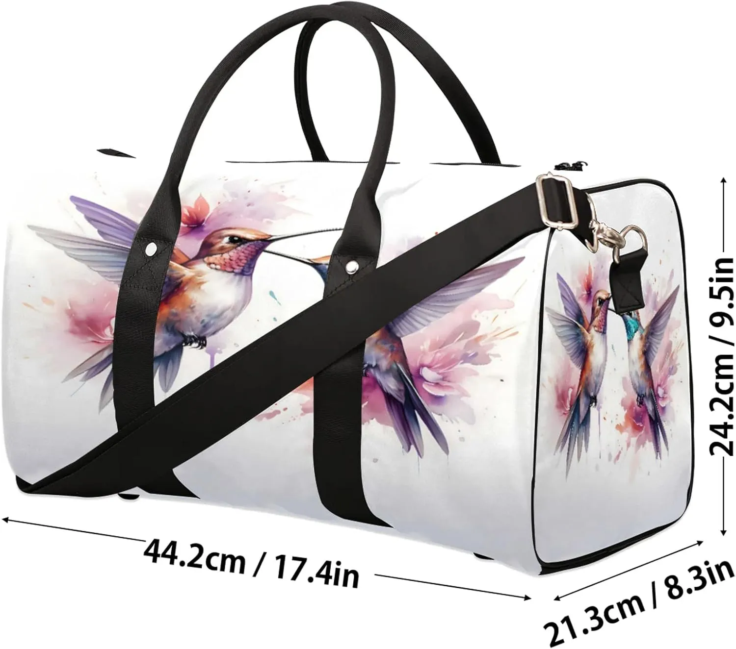 Hummingbird Travel Duffle Bag, Sports Gym Bags for Women Men, Carry On Weekender Overnight Workout Airplane Trips Bag