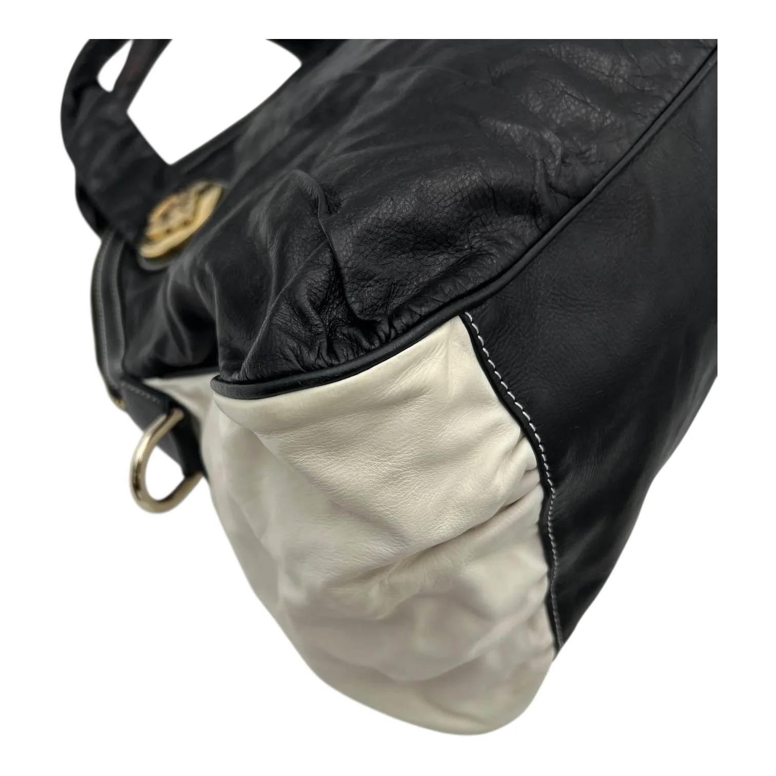 Hysteria Hobo Black Top Handle Bag in Calfskin, Gold hardware