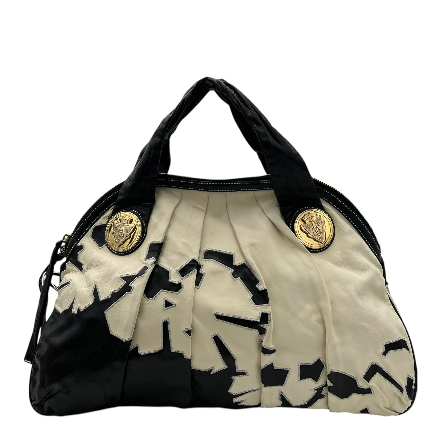 Hysteria Hobo Black Top Handle Bag in Calfskin, Gold hardware