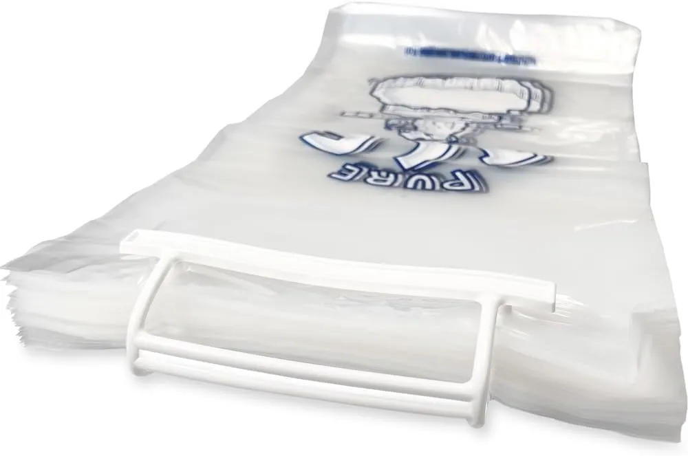 Ice Bags, 1,000 Count, 10 lb Capacity, Wicket with Twist Ties, for Interplas Ice Bagger, Convenience Store/Gas Station Use (Plastic Wicket)