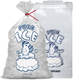 Ice Bags, 1,000 Count, 10 lb Capacity, Wicket with Twist Ties, for Interplas Ice Bagger, Convenience Store/Gas Station Use (Plastic Wicket)