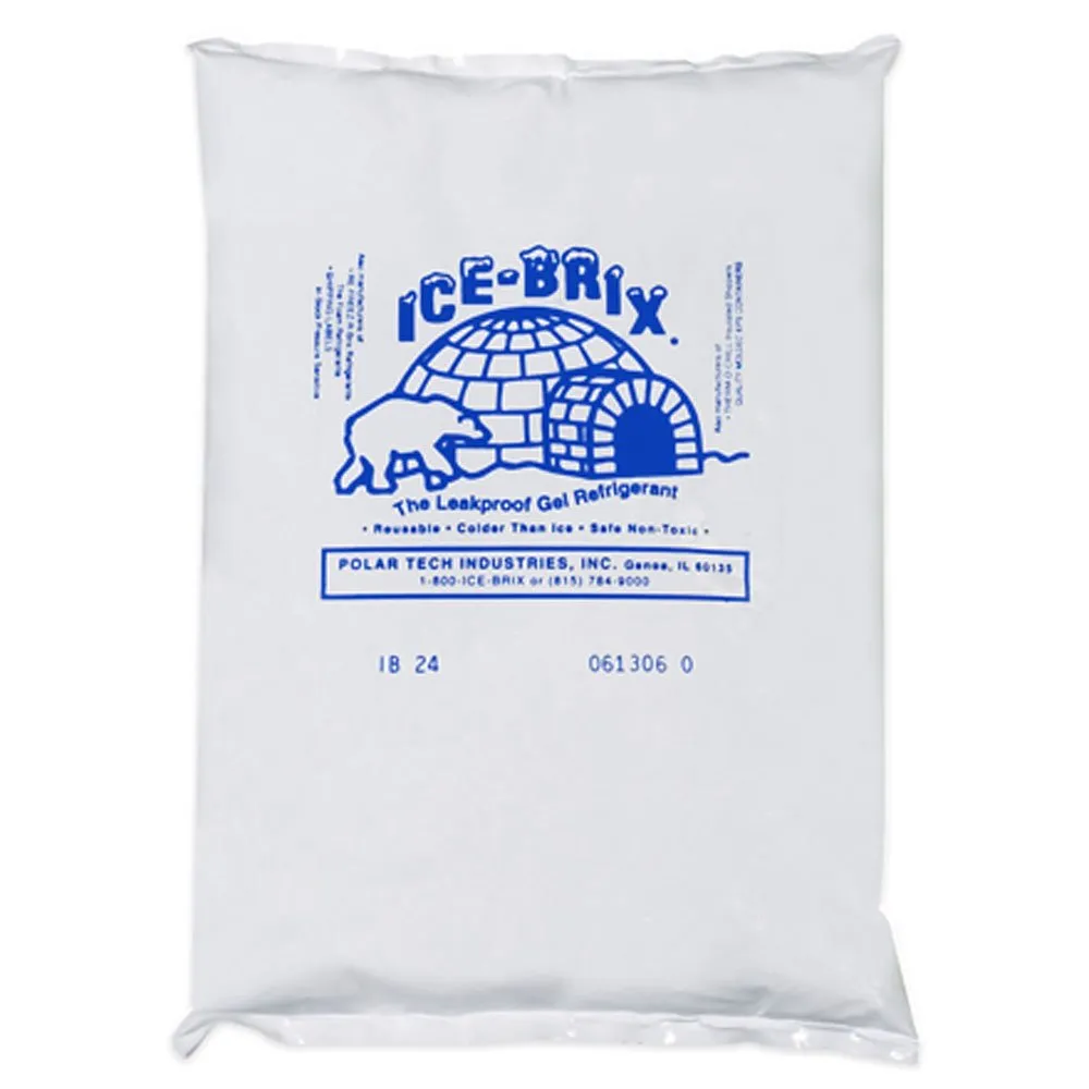 Ice-Brix Leakproof Cold Packs, 8" x 6" x 1-1/4", Reusable and Food Safe (Case of 12)