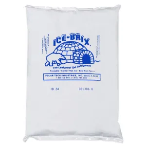 Ice-Brix Leakproof Cold Packs, 8" x 6" x 1-1/4", Reusable and Food Safe (Case of 12)
