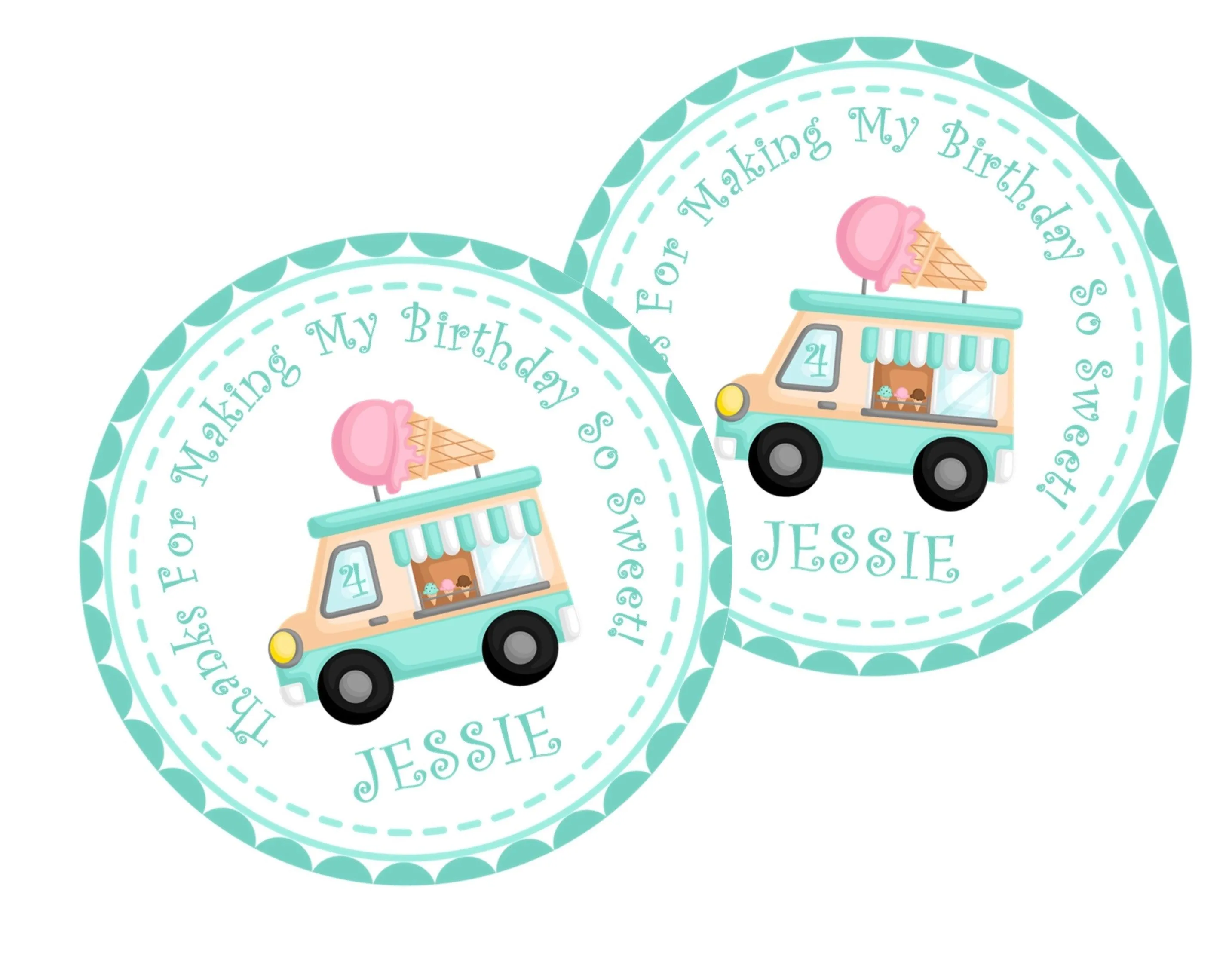 Ice Cream Birthday Stickers