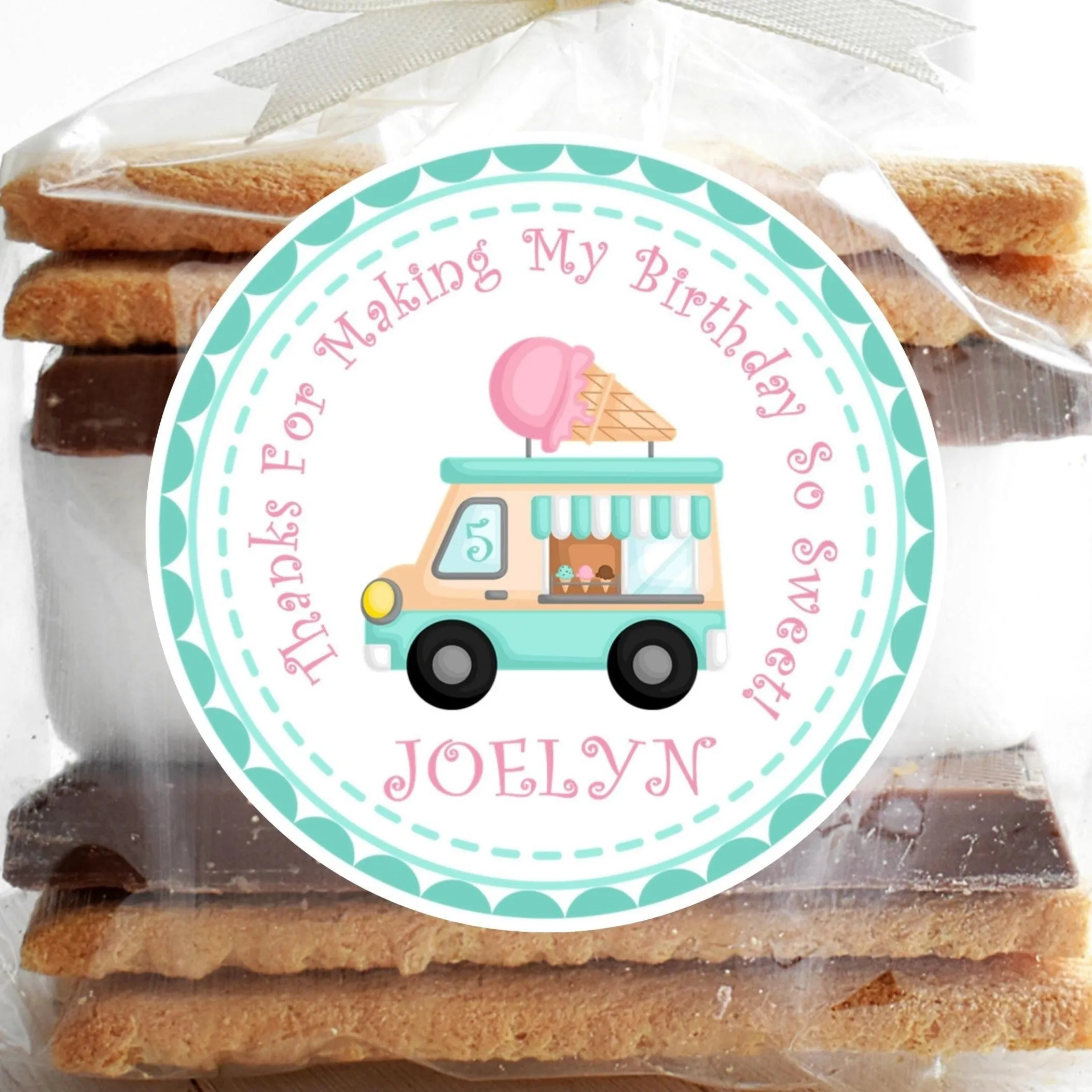Ice Cream Birthday Stickers