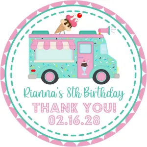 Ice Cream Truck Birthday Stickers