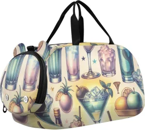 Ice Juicy Cocktails Duffle Bag for Girl, Sports Duffle Gym Bags with Shoe Compartment, Personalized Overnight Bag Travel Weekender for Kids