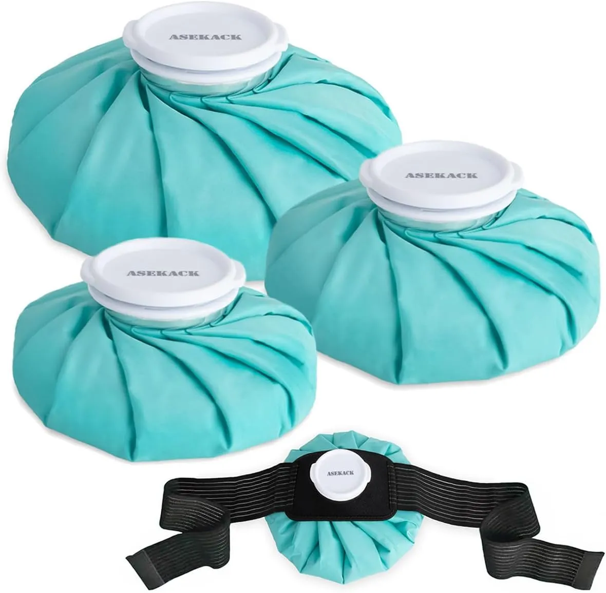Ice Packs for Injuries Reusable, Thickened Ice Bags Hot Water Bag with Elastic Support Wrap, Hot & Cold Therapy for Pain Relief, Sports Injuries, No-Leak Cold Packs, 3 Size (6" 9" 11")