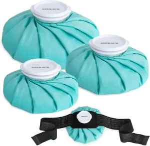 Ice Packs for Injuries Reusable, Thickened Ice Bags Hot Water Bag with Elastic Support Wrap, Hot & Cold Therapy for Pain Relief, Sports Injuries, No-Leak Cold Packs, 3 Size (6" 9" 11")