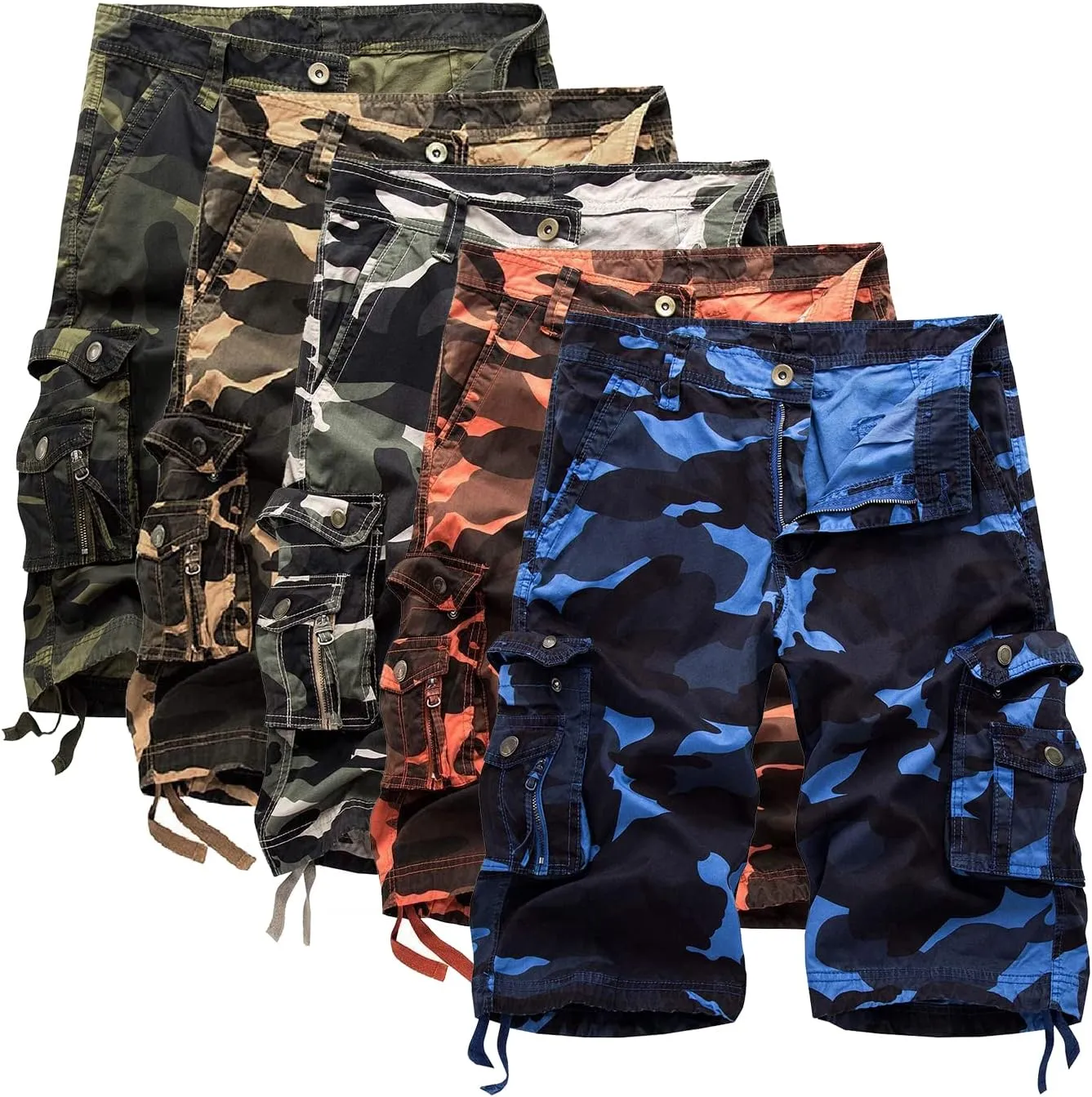 IDEALSANXUN Men's Casual Loose Fit Multi-Pockets Military Cargo Shorts