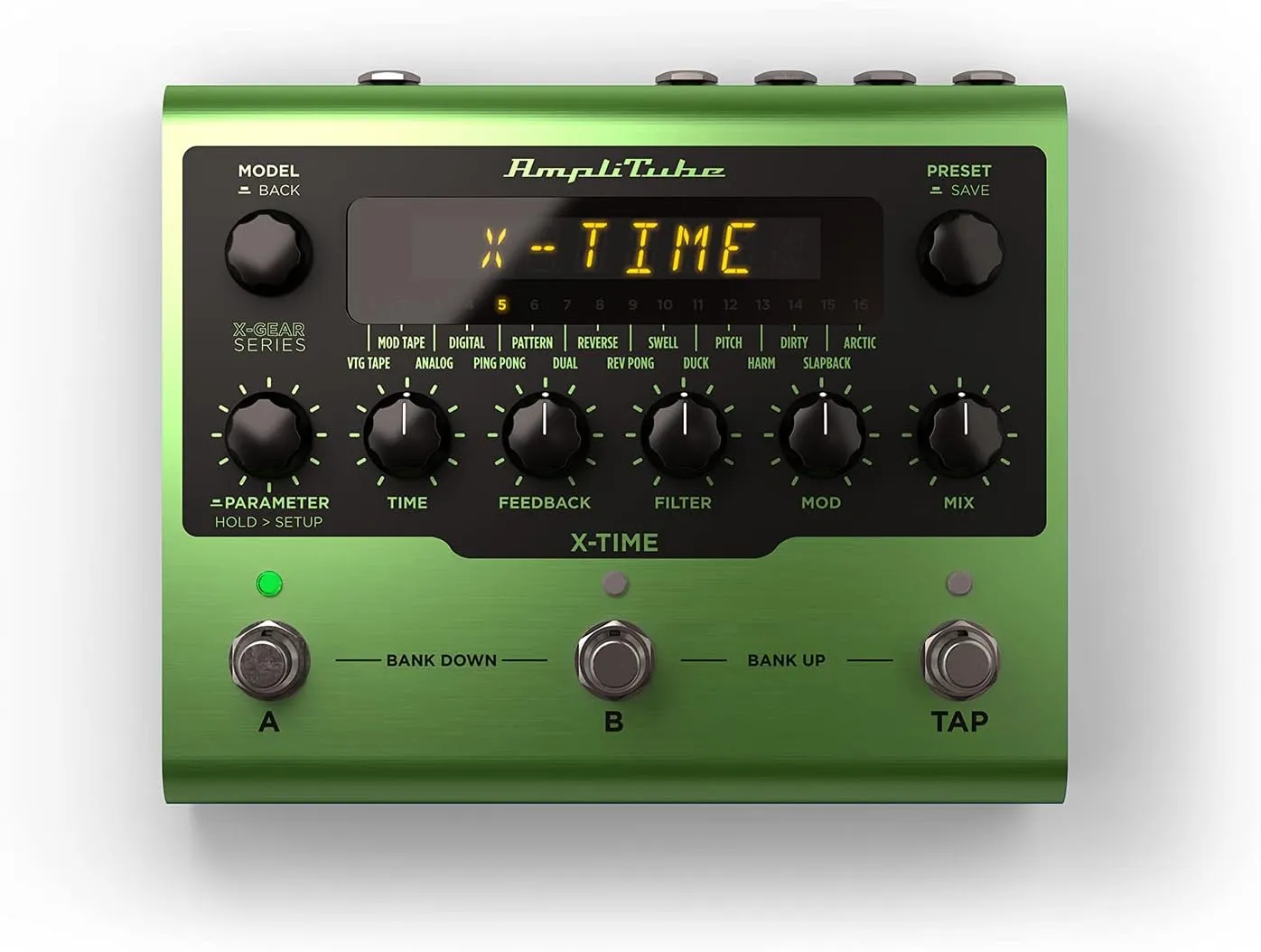 IK Multimedia AmpliTube X-TIME Delay pedal, All-new, audiophile delay algorithms, from tape to bucket to crystal-clear