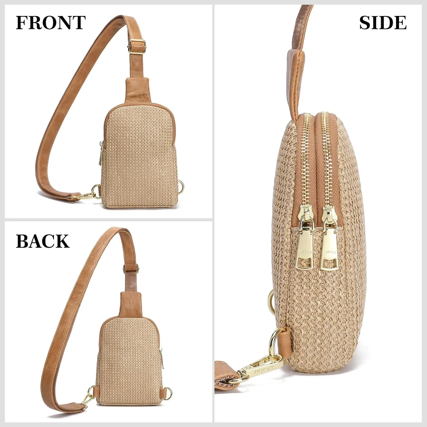 INICAT Summer Straw Bag Small Sling Beach Bag Crossbody Bags for Women