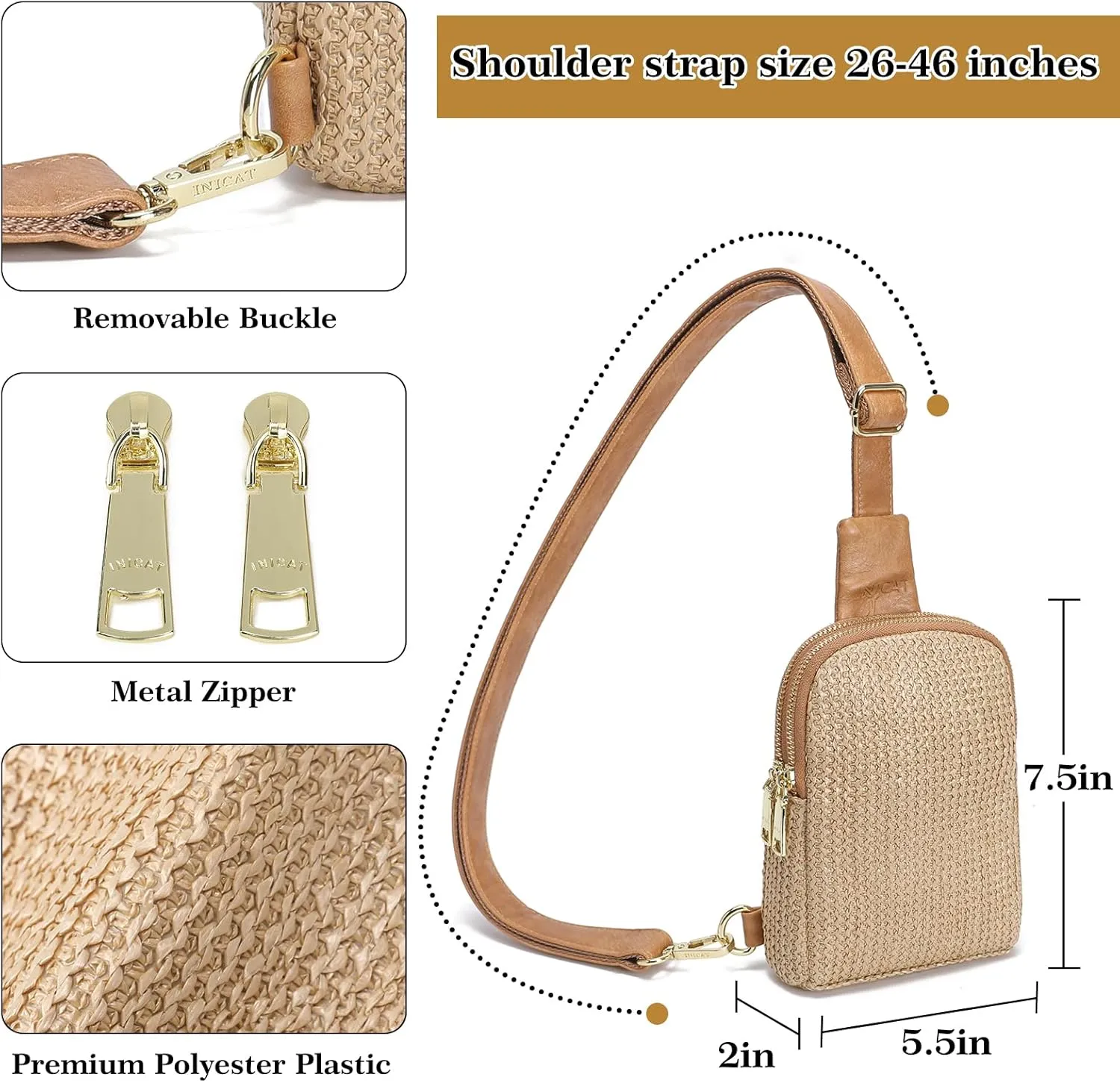 INICAT Summer Straw Bag Small Sling Beach Bag Crossbody Bags for Women