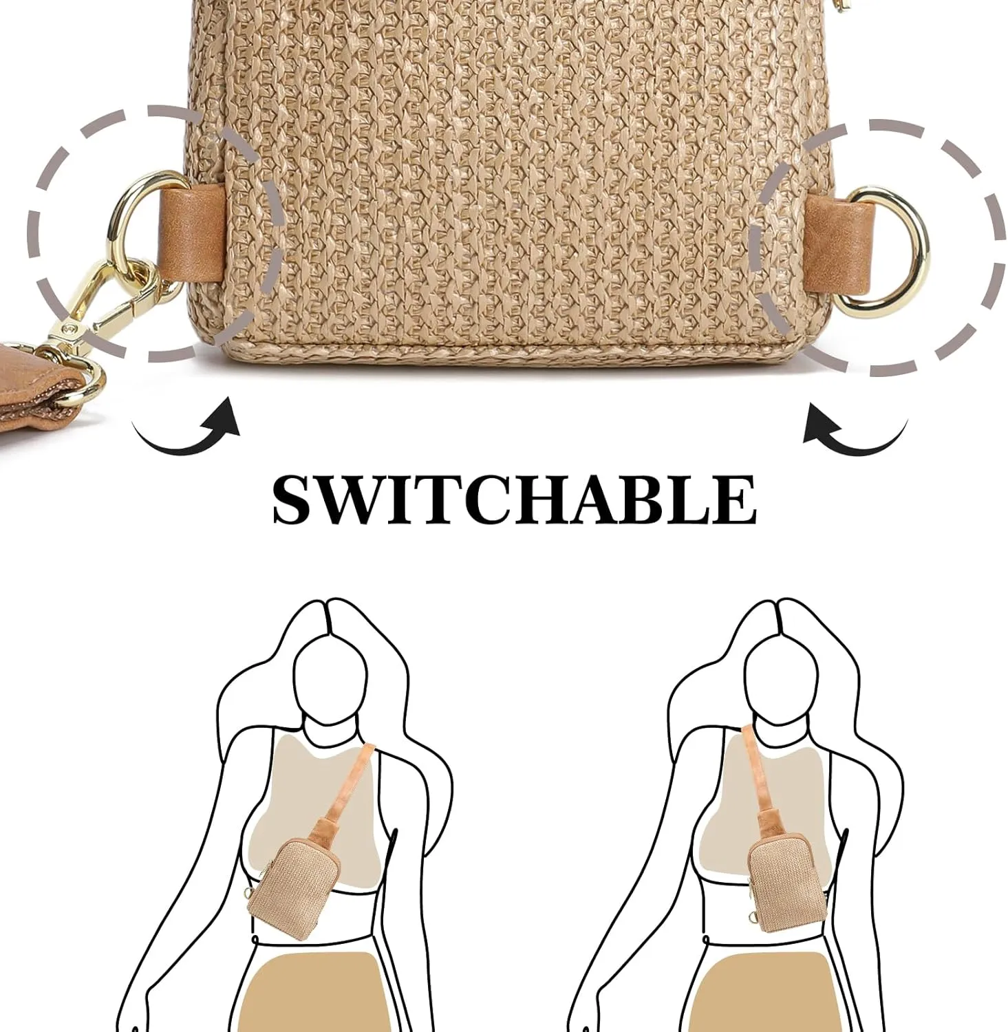 INICAT Summer Straw Bag Small Sling Beach Bag Crossbody Bags for Women