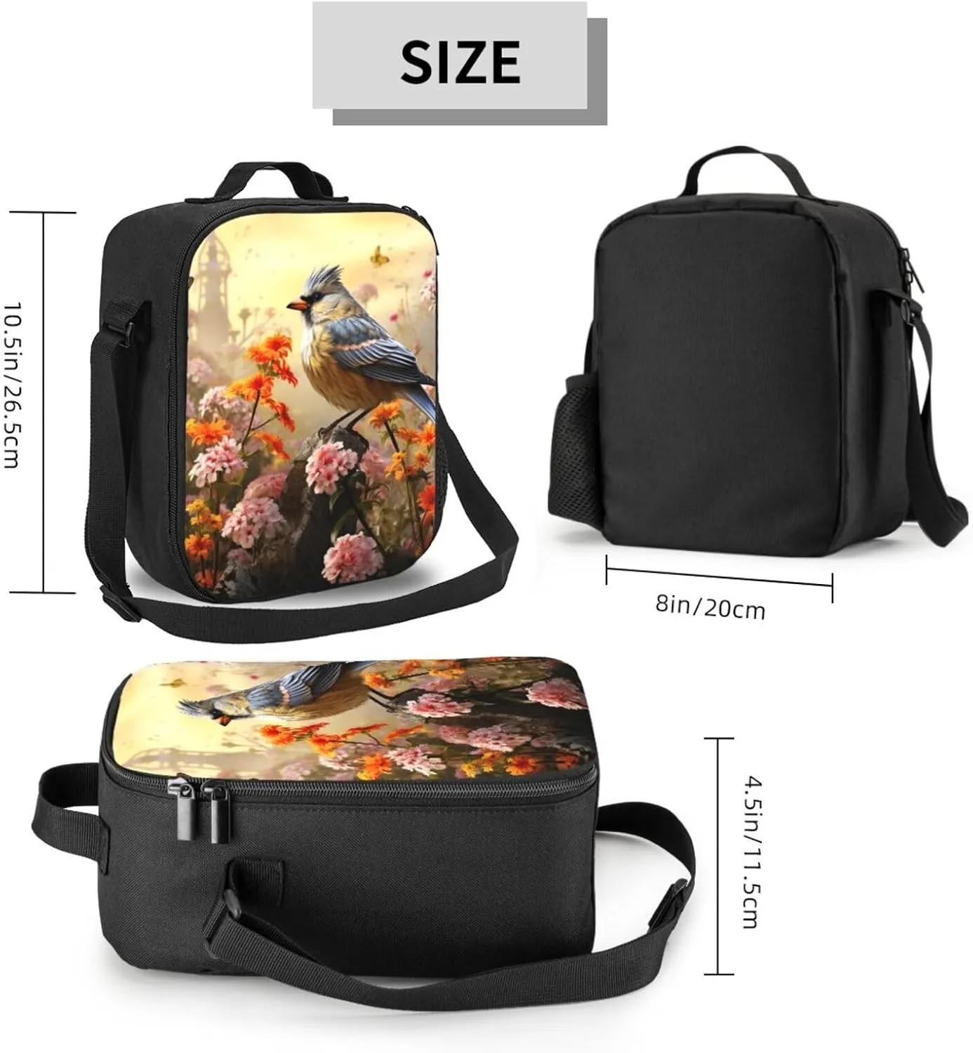 Insulated Lunch Bag Lunch Box for Women Men Sparrow Birds Sing Lunch bag Lunch Tote Bags for Work Office