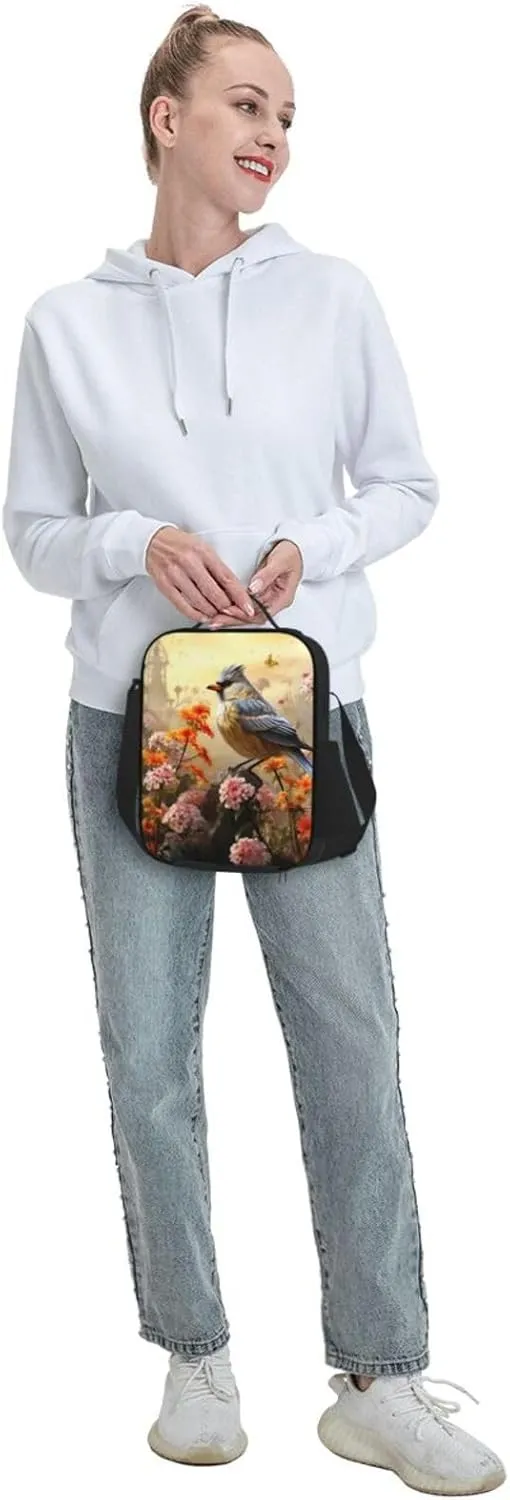 Insulated Lunch Bag Lunch Box for Women Men Sparrow Birds Sing Lunch bag Lunch Tote Bags for Work Office