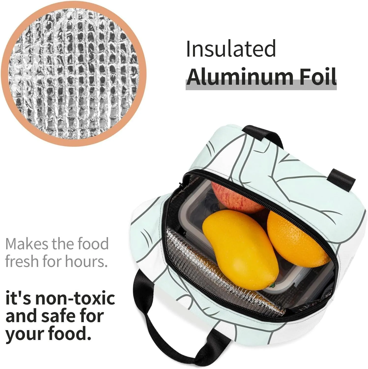 Insulated Lunch bag Lunch box for Women Sign Language Alphabet Lunchbox Portable Lunch Tote Bag