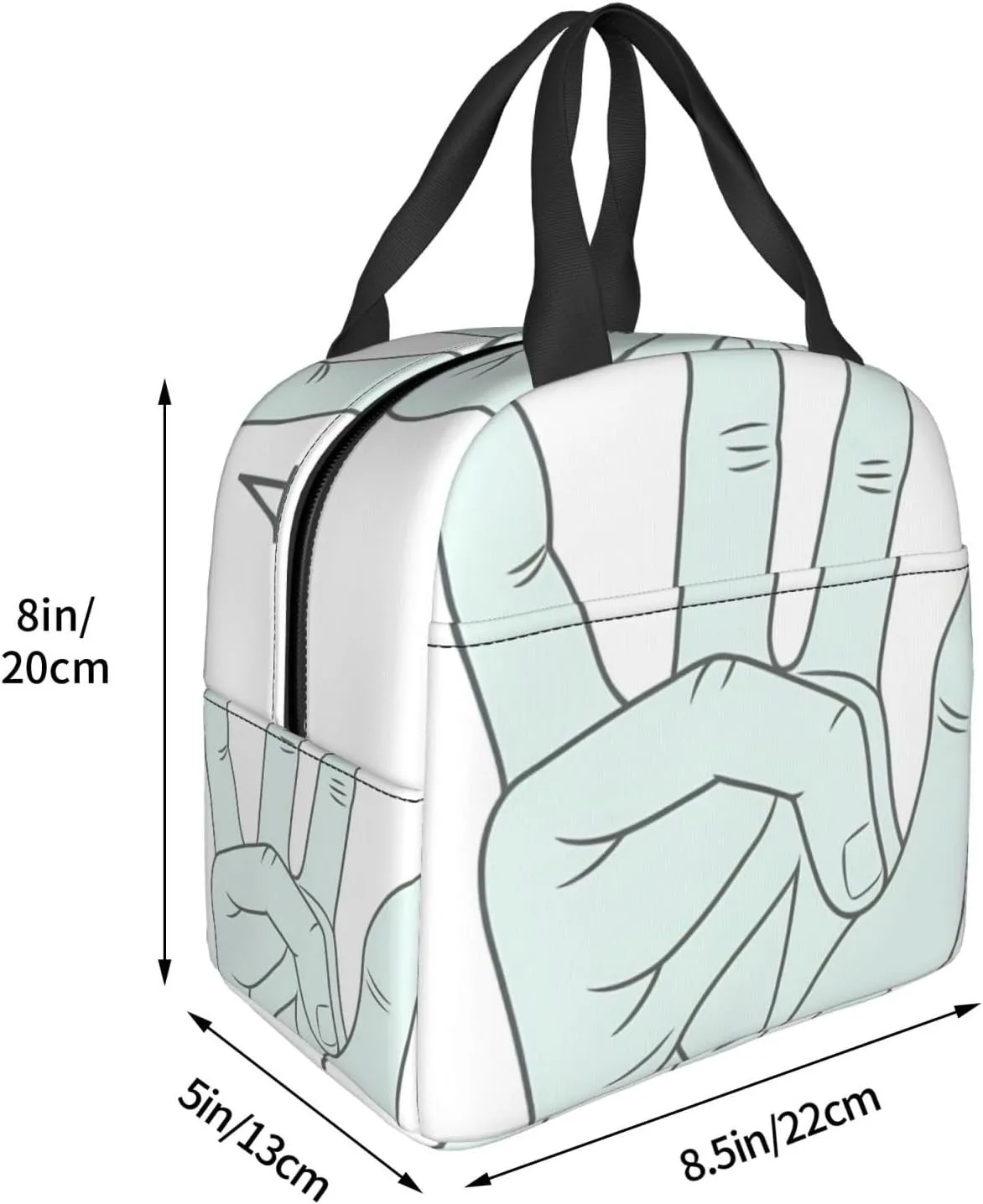 Insulated Lunch bag Lunch box for Women Sign Language Alphabet Lunchbox Portable Lunch Tote Bag