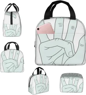 Insulated Lunch bag Lunch box for Women Sign Language Alphabet Lunchbox Portable Lunch Tote Bag