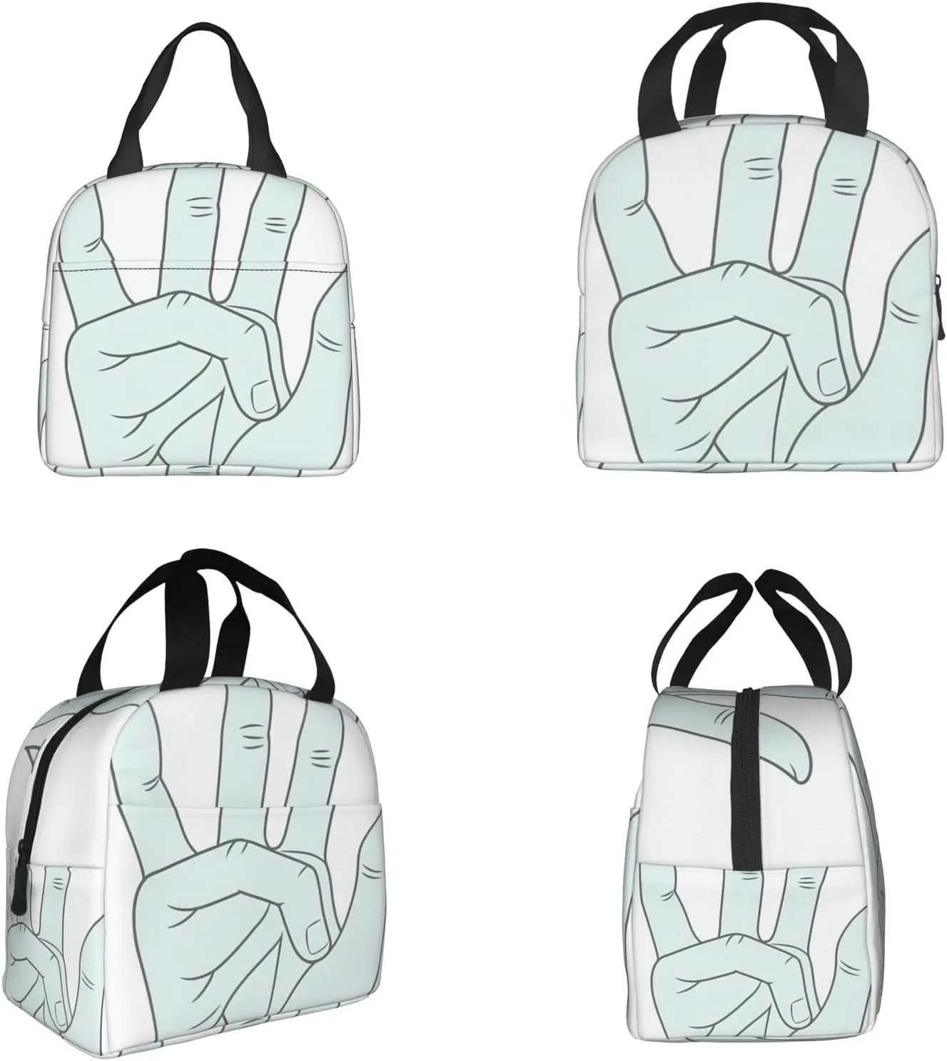 Insulated Lunch bag Lunch box for Women Sign Language Alphabet Lunchbox Portable Lunch Tote Bag
