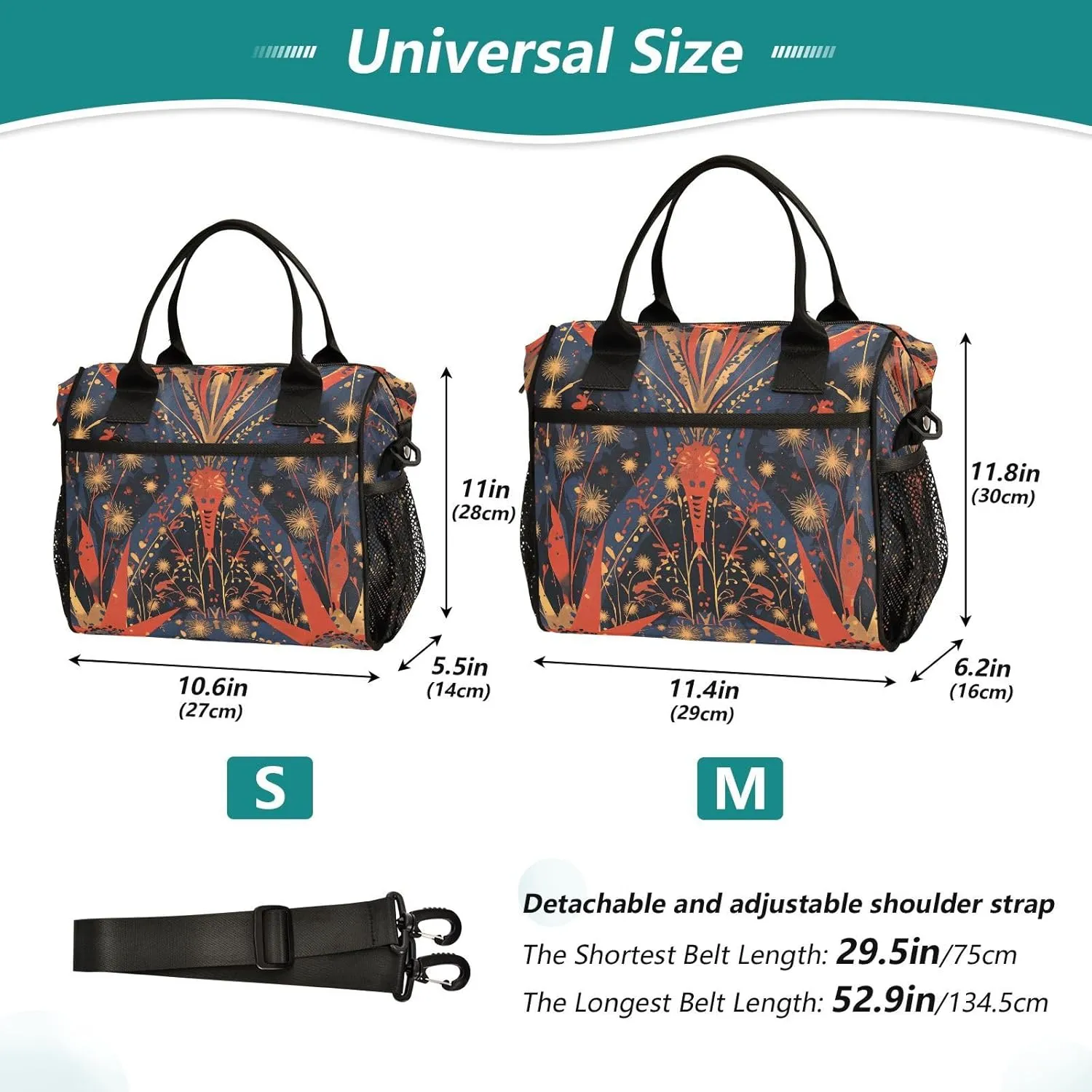 Insulated Lunch Bag Women - Mystic Blossom Symphony Dandelion Lunch Box for Men, Leak Resistant, Adjustable Shoulder Strap, Durability Nylon, for Work, Travel, Outdoor Activities