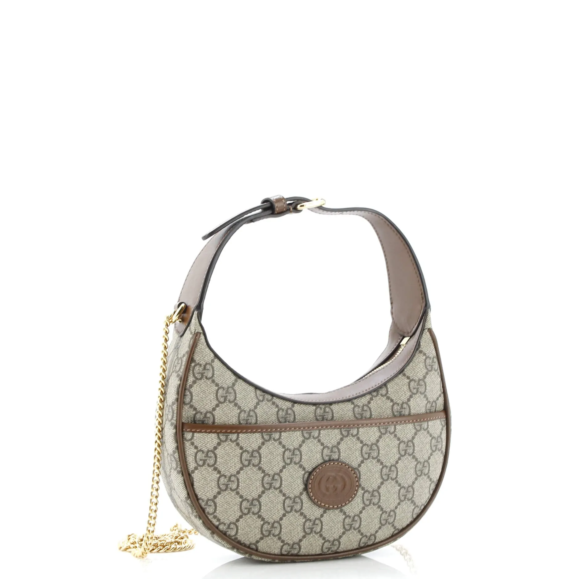Interlocking G Patch Half Moon Hobo GG Coated Canvas Mini