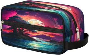 Interstellar Sunset Seascape Travel Toiletry Bag Wash Bag Portable Cosmetic Bag Toiletries Accessories Cosmetic Storage Bag Shower Shaving Bag Unisex Space Landscape