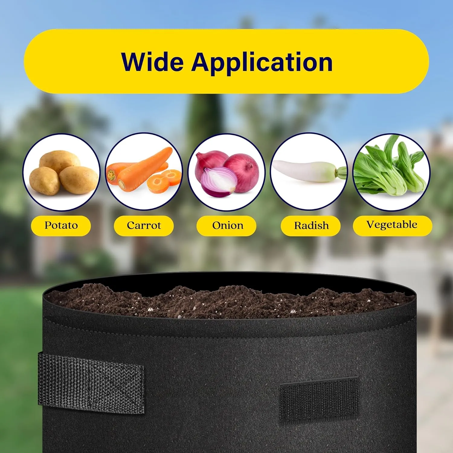 iPower 5-Pack 10-Gallon Potato Grow Bags Planter Pots with Handle, Access Flap and Visual Window, Easy to Harvest, Thickened Non-Woven Aeration Fabric Container for Tomato, Carrot, Fruits, Vegetables