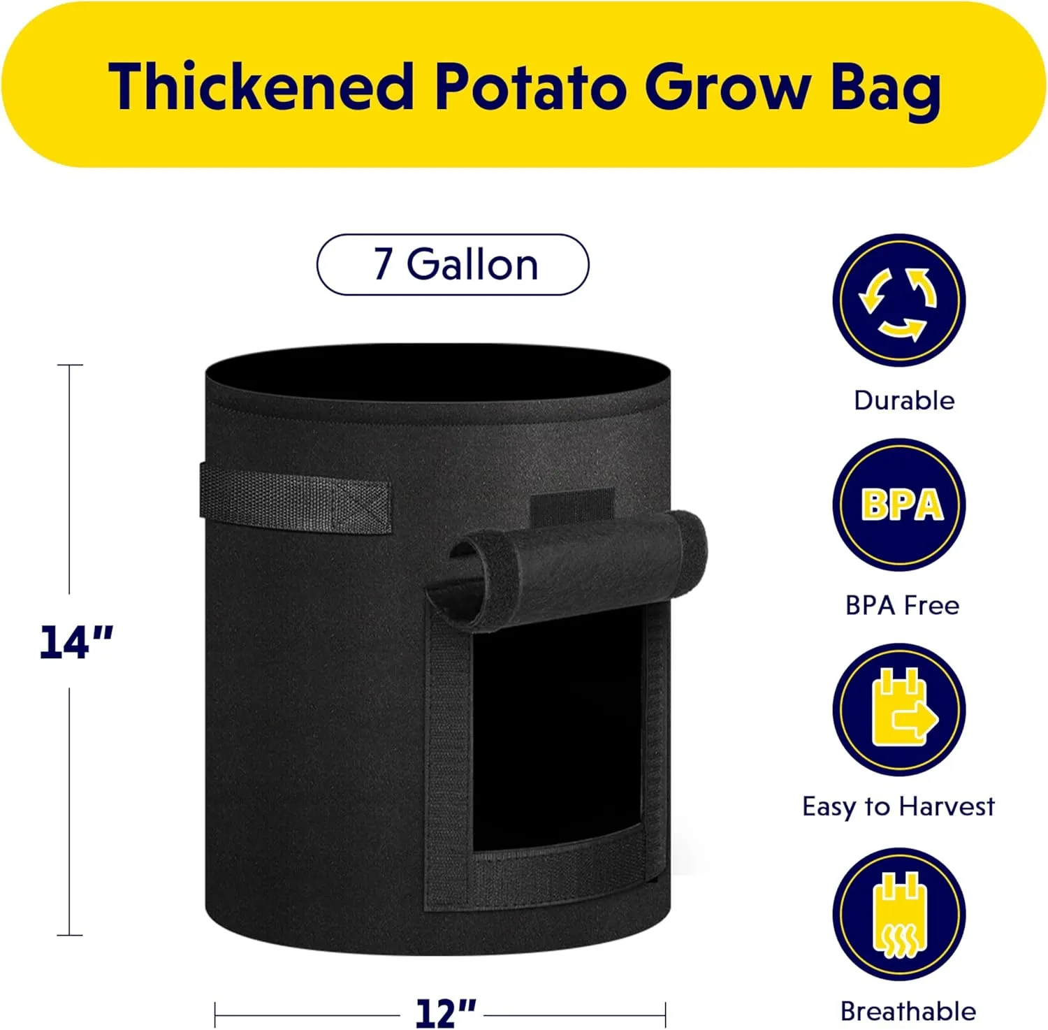 iPower Potato Grow Bags with Flap 7 Gallon 6 Pack, Garden Planting Pot with Durable Handle and Harvest Window, Thickened Nonwoven Fabric Container for Potato, Tomato, Carrot, Vegetable and Fruits