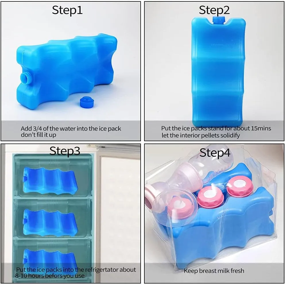 ISUSSER Pack of 3 Reusable Ice Packs for Breastmilk Storage, Bottle Ice Packs for Breastfeeding Mom, Blue