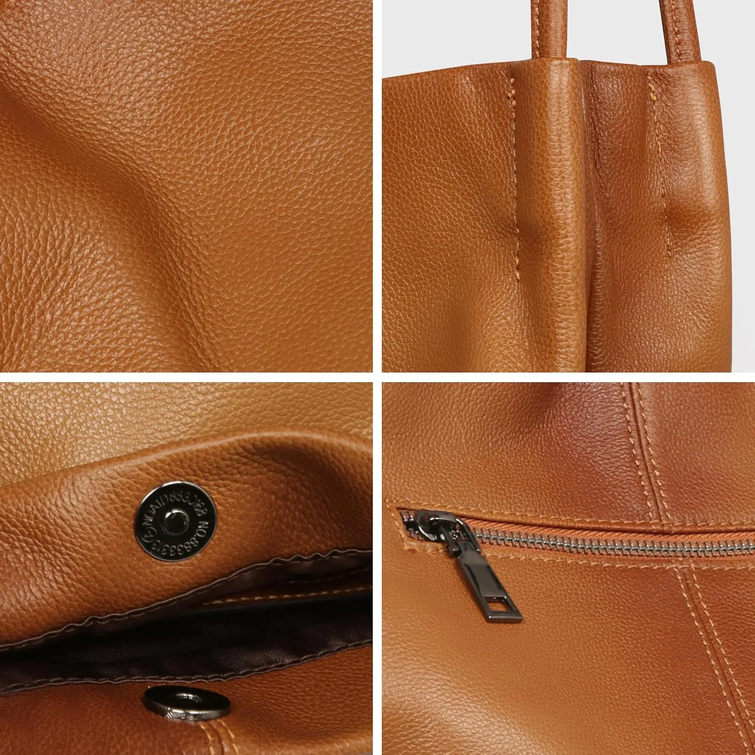 Iswee Genuine Leather Tote Bucket Bags Hobo Shoulder Bags Purse and Handbags for Women Trendy