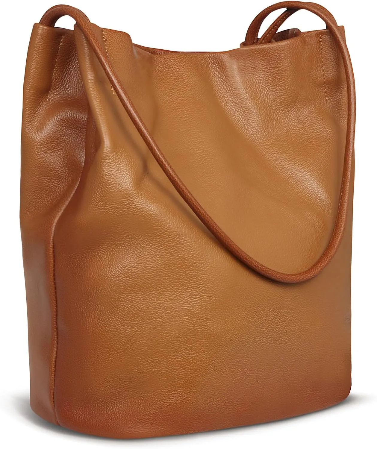 Iswee Genuine Leather Tote Bucket Bags Hobo Shoulder Bags Purse and Handbags for Women Trendy