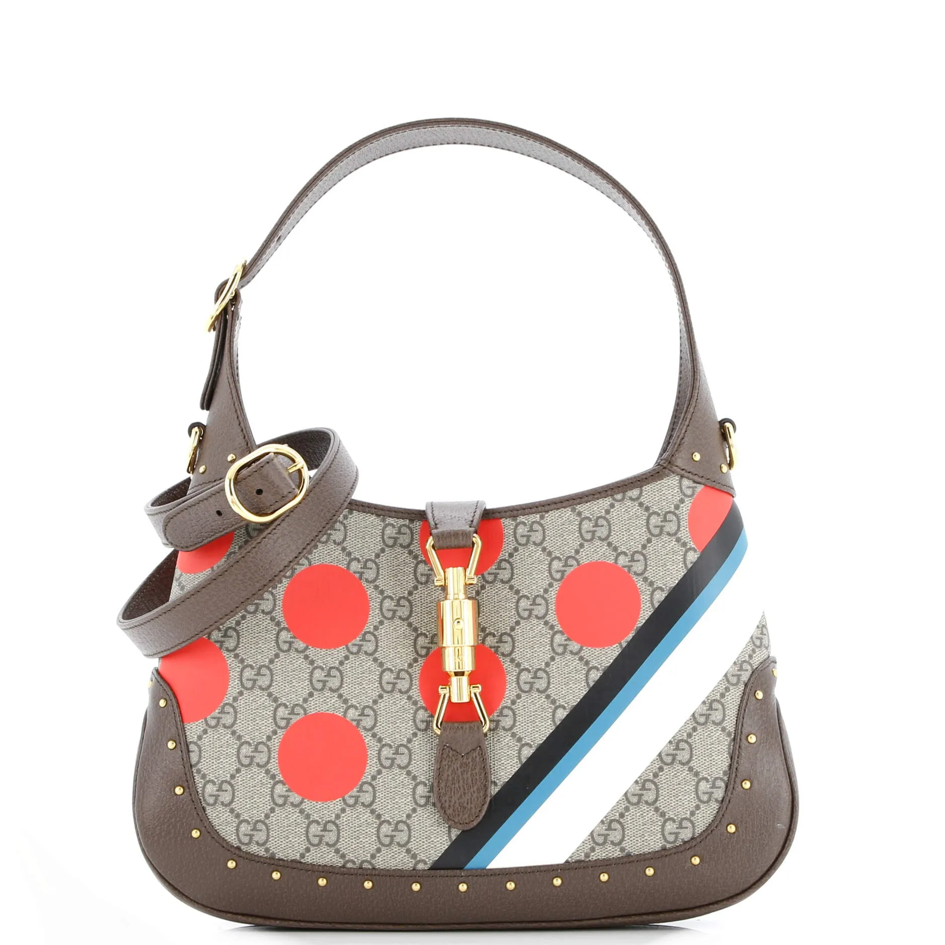 Jackie 1961 Hobo Studded Printed GG Coated Canvas Small