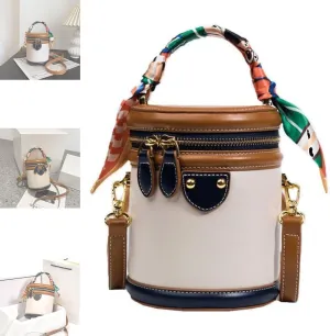JAKYE 2025 New Colorblock Bucket Bag for Women, Leather Bucket Handbag, Fashion Versatile Crossbody Bag, Women's Shoulder Bag