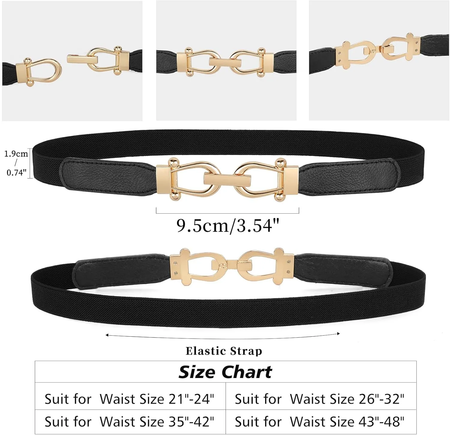 JASGOOD Women Skinny Elastic Stretch Belt for Dresses Retro Ladies Waist Vintage Thin Belt