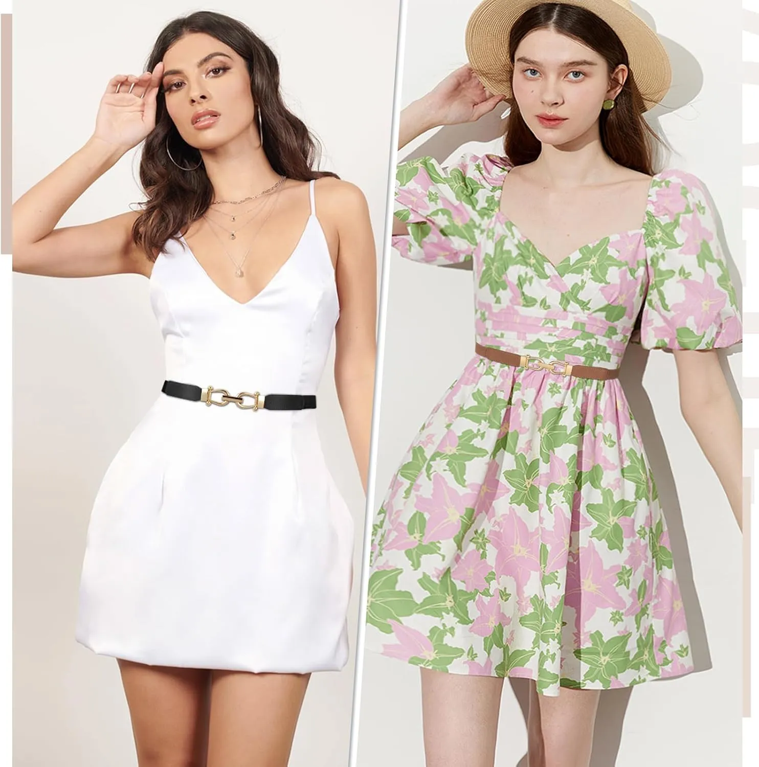 JASGOOD Women Skinny Elastic Stretch Belt for Dresses Retro Ladies Waist Vintage Thin Belt