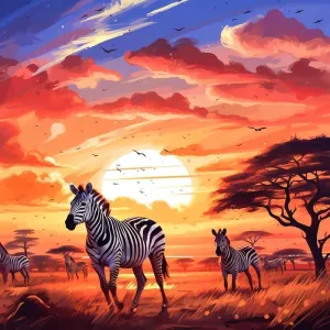 Jigsaw Puzzle for Adults Zebra Grassland Sunset Animals Challenging Educational Fun Family Activities Games Toys Gifts Wooden Puzzles 1000 Piece