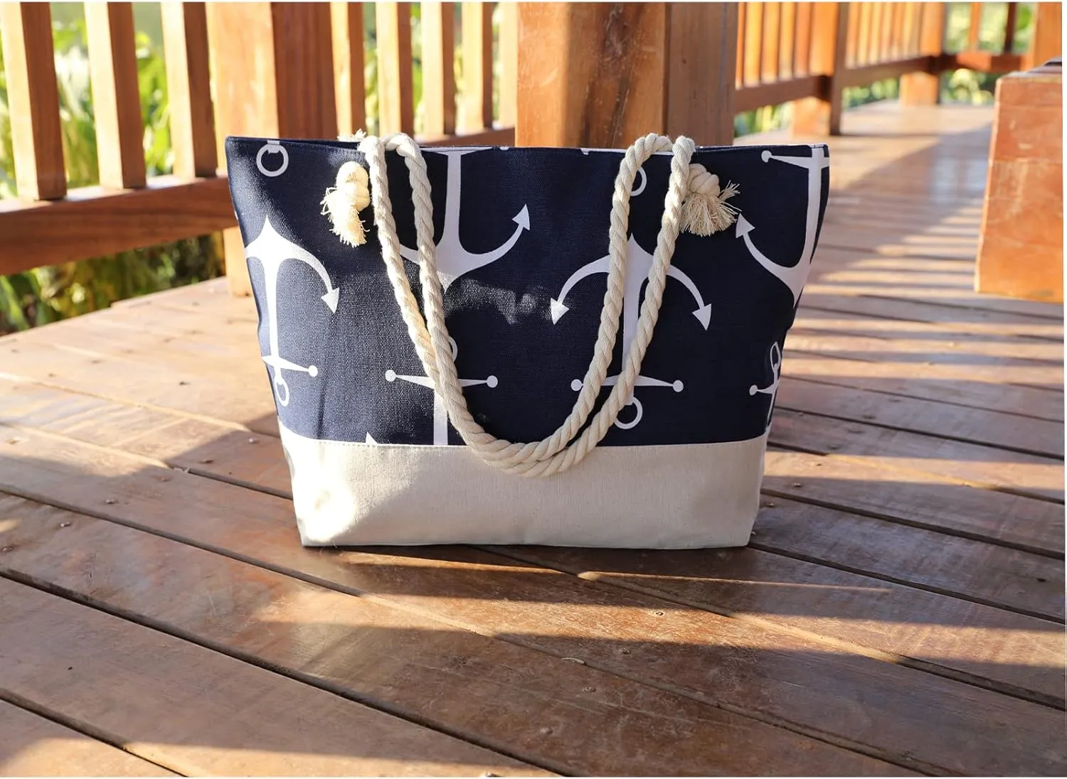 JNF Extra Large Canvas Beach Bags for Women Shoulder Bag Beach Tote Bag with Cotton Rope Handles