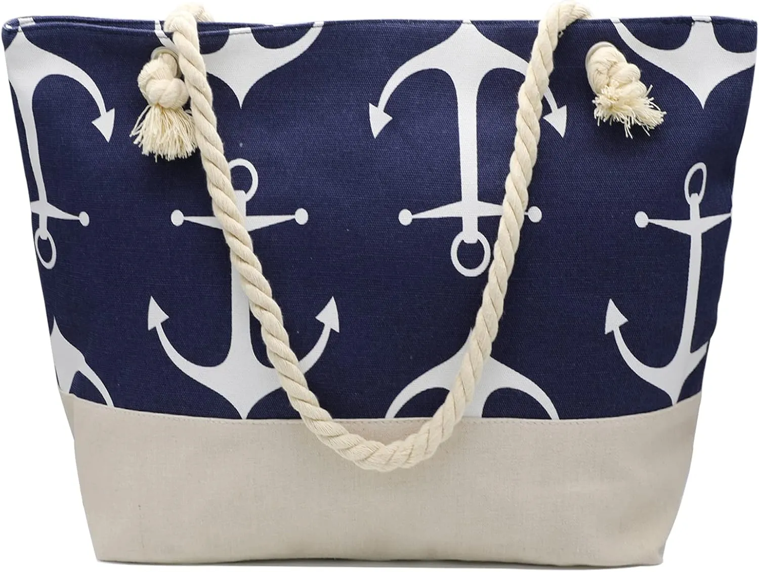 JNF Extra Large Canvas Beach Bags for Women Shoulder Bag Beach Tote Bag with Cotton Rope Handles