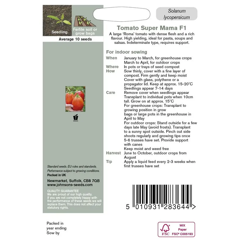 Johnsons Tomato Super Mama F1 Seeds