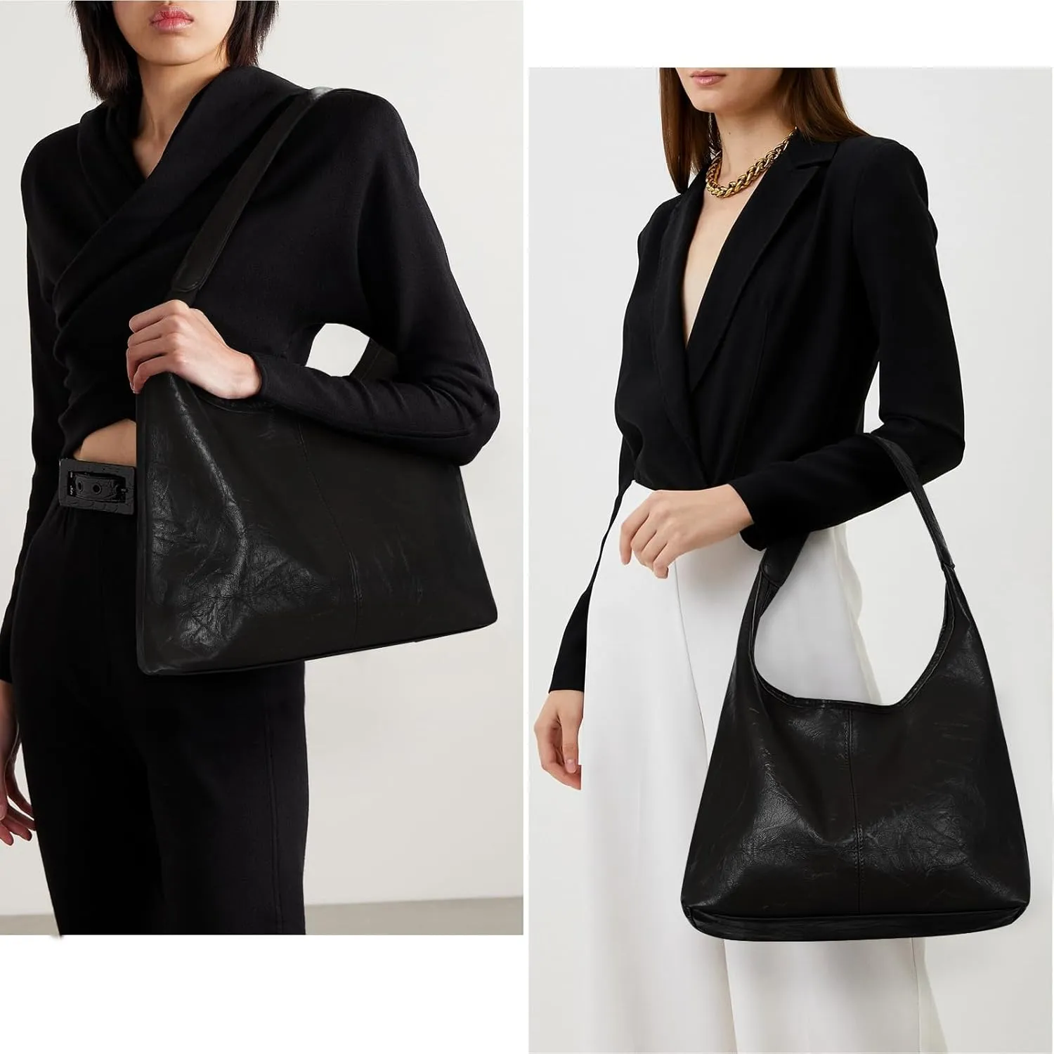 Juoxeepy Leather Tote Bag Women Hobo Handbag Faux Leather Shoulder Bag College Tote Bag Fall Purse for Work Travel