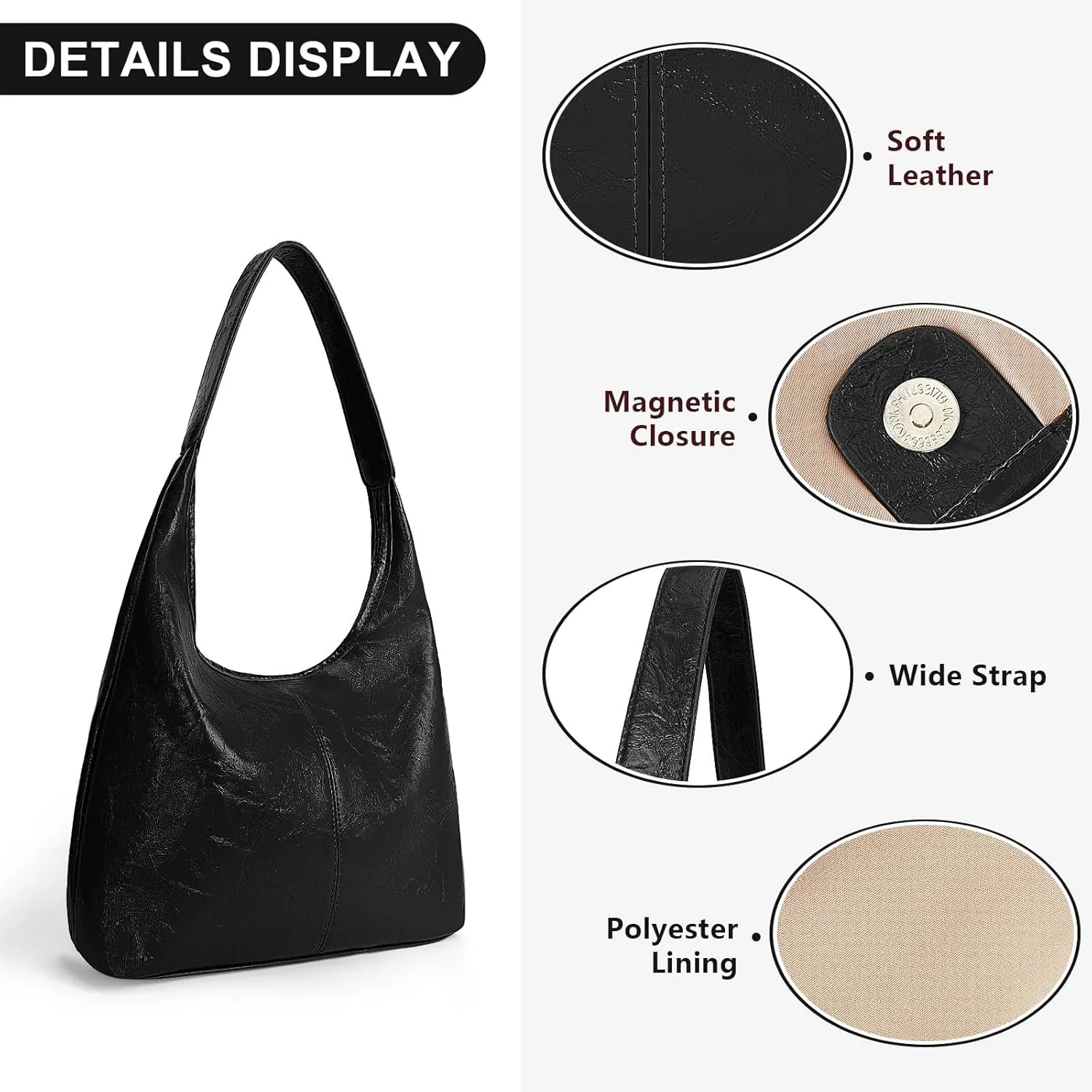 Juoxeepy Leather Tote Bag Women Hobo Handbag Faux Leather Shoulder Bag College Tote Bag Fall Purse for Work Travel