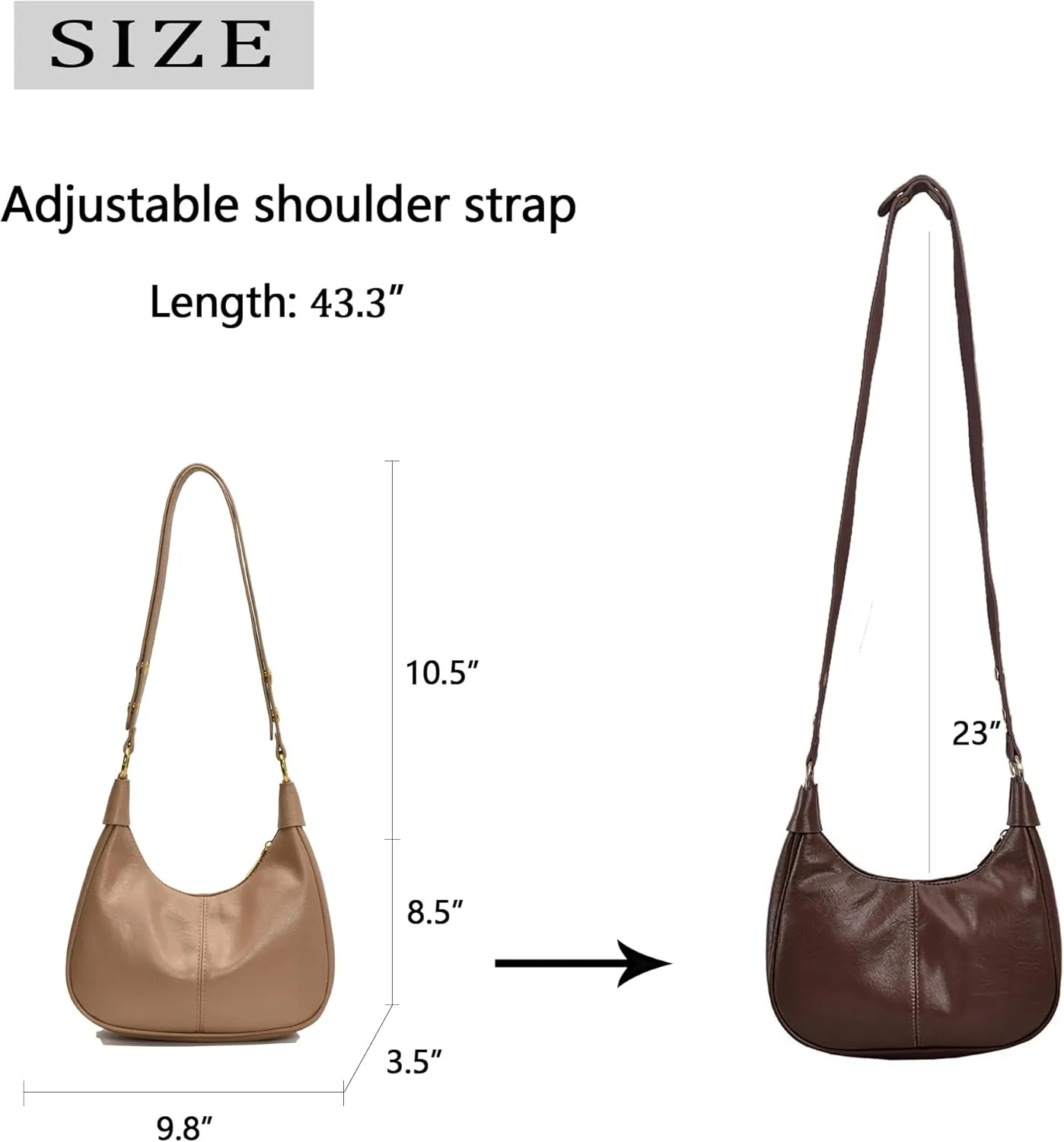 JYG Small Hobo Bags for Women Retro Crescent Shoulder Purse Fall Soft Crossbody Handbag 2025