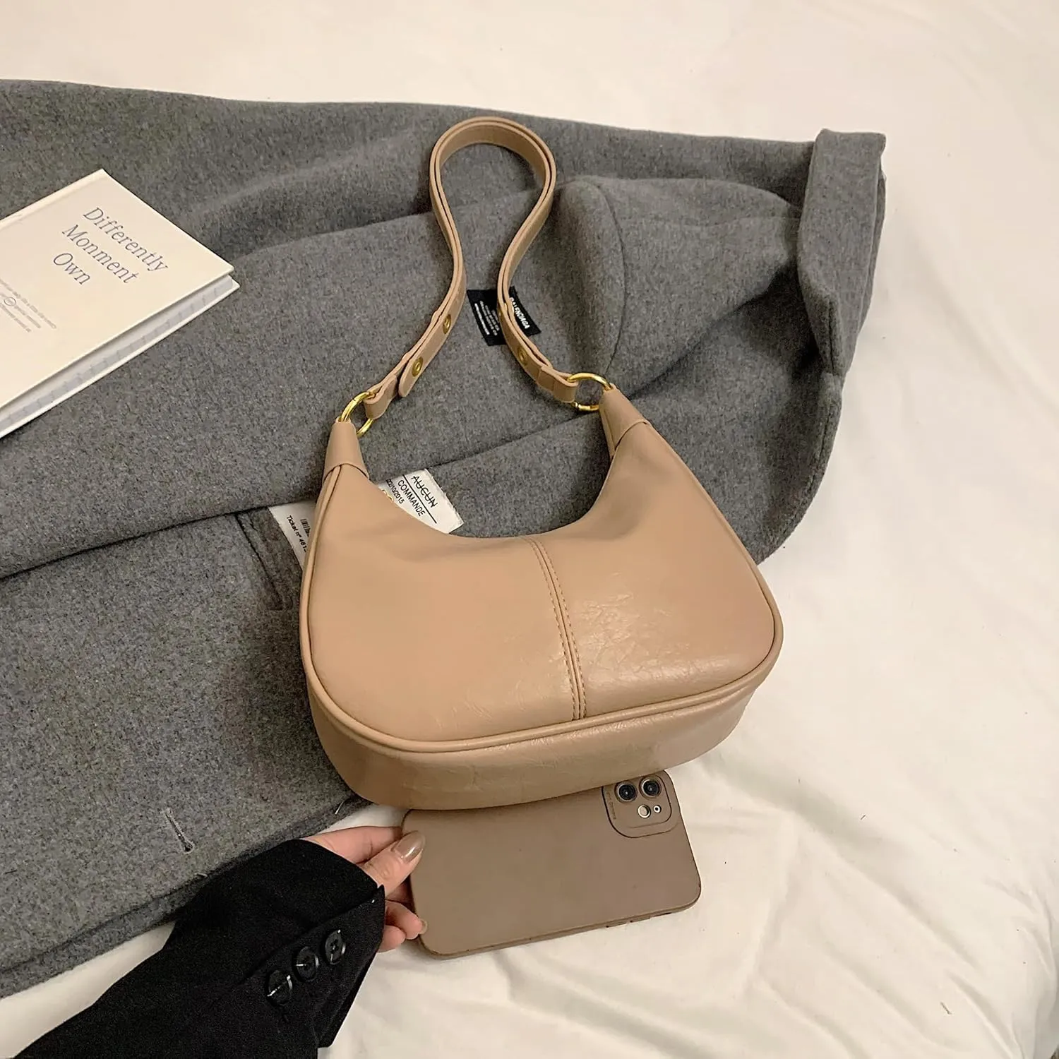 JYG Small Hobo Bags for Women Retro Crescent Shoulder Purse Fall Soft Crossbody Handbag 2025