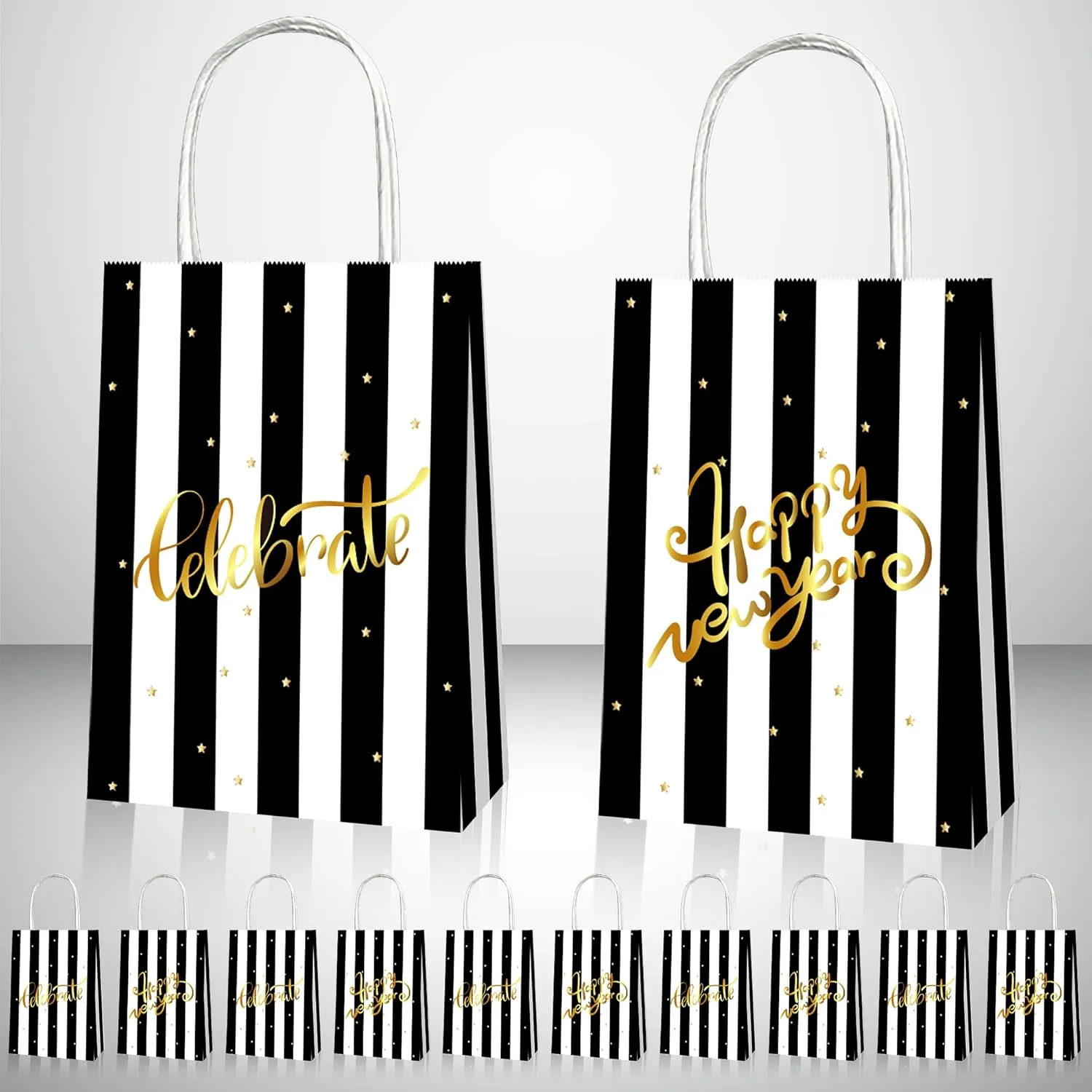 KatchOn, Happy New Year Gift Bags - Pack of 12 | New Years Eve Party Supplies 2025 | New Years Treat Bags, New Year Goodie Bags | NYE Party Favors, New Years Decorations 2025 | New Years Gift Bags