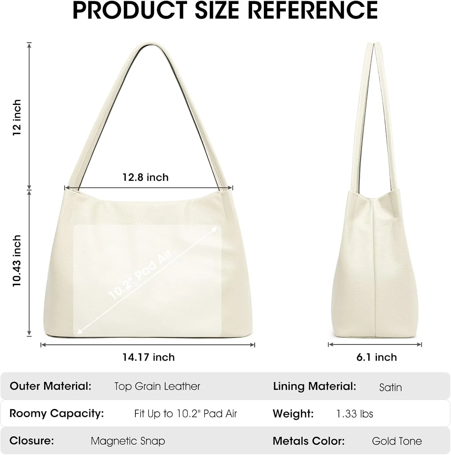 Kattee Leather Tote Bags for Women, Casual Shoulder Hobo Purses and Handbags, Top Magnetic Snap Closure